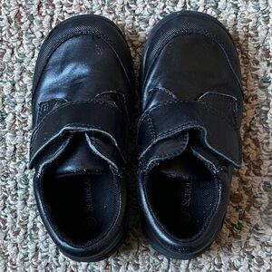 Kids Black Leather Shoes with Velcro closure Scholarwear Size 9 Uniform Shoe